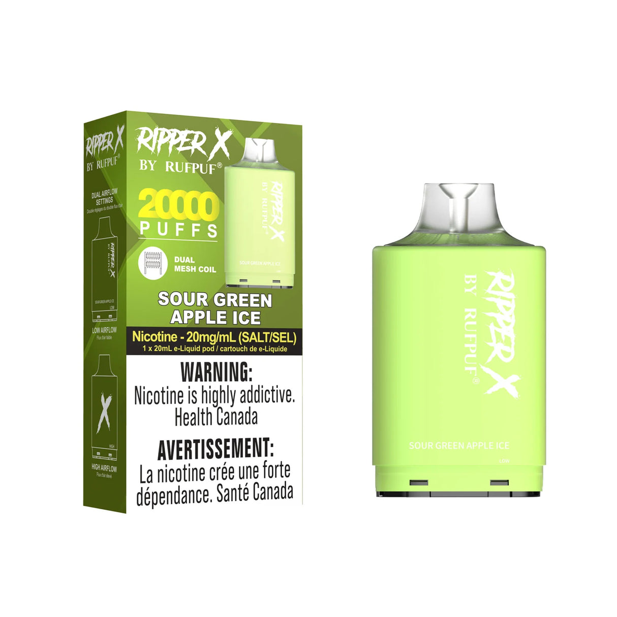 Sour Green Apple Ice - Ripper X 20k Pod by RufPuf