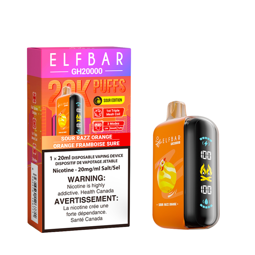 Sour Razz Orange - Elf Bar GH20k - 20k puffs - Sour Edition - 20mg/ml - 20ml Disposable Vape