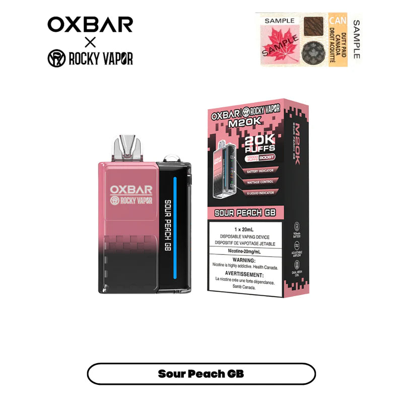 Sour Peach GB - Rocky Vapor Oxbar M20K Disposable Vape 20000 Puffs Canada