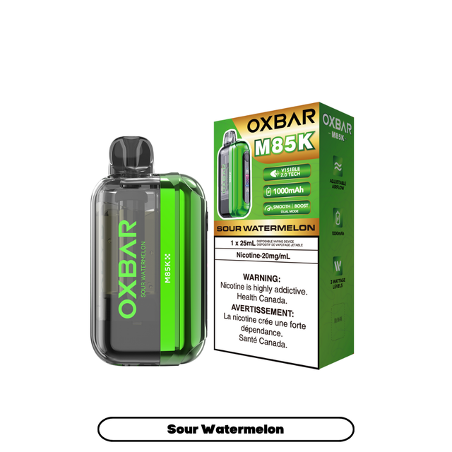 Oxbar M85K Sour Watermelon disposable vape – watermelon flavour with sour twist – 85,000 puffs
