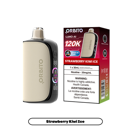 ORBITO LUMO-AI 120K Disposable Vape Strawberry Kiwi Ice disposable vape with 120,000 puffs and mega screen in Canada
