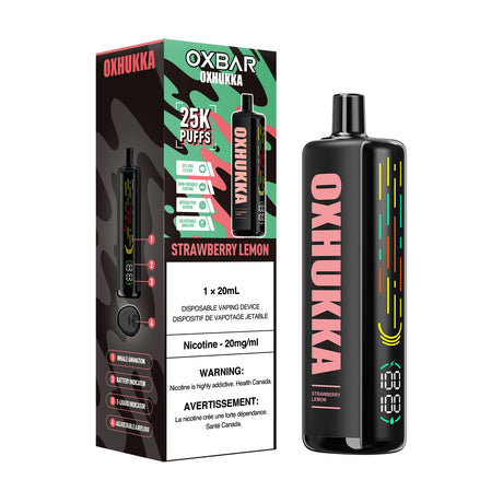 OXBAR OXHUKKA 25000 Puffs Disposable Vape Strawberry Lemon flavour, 20mg/ml nicotine, 20ml e-liquid.