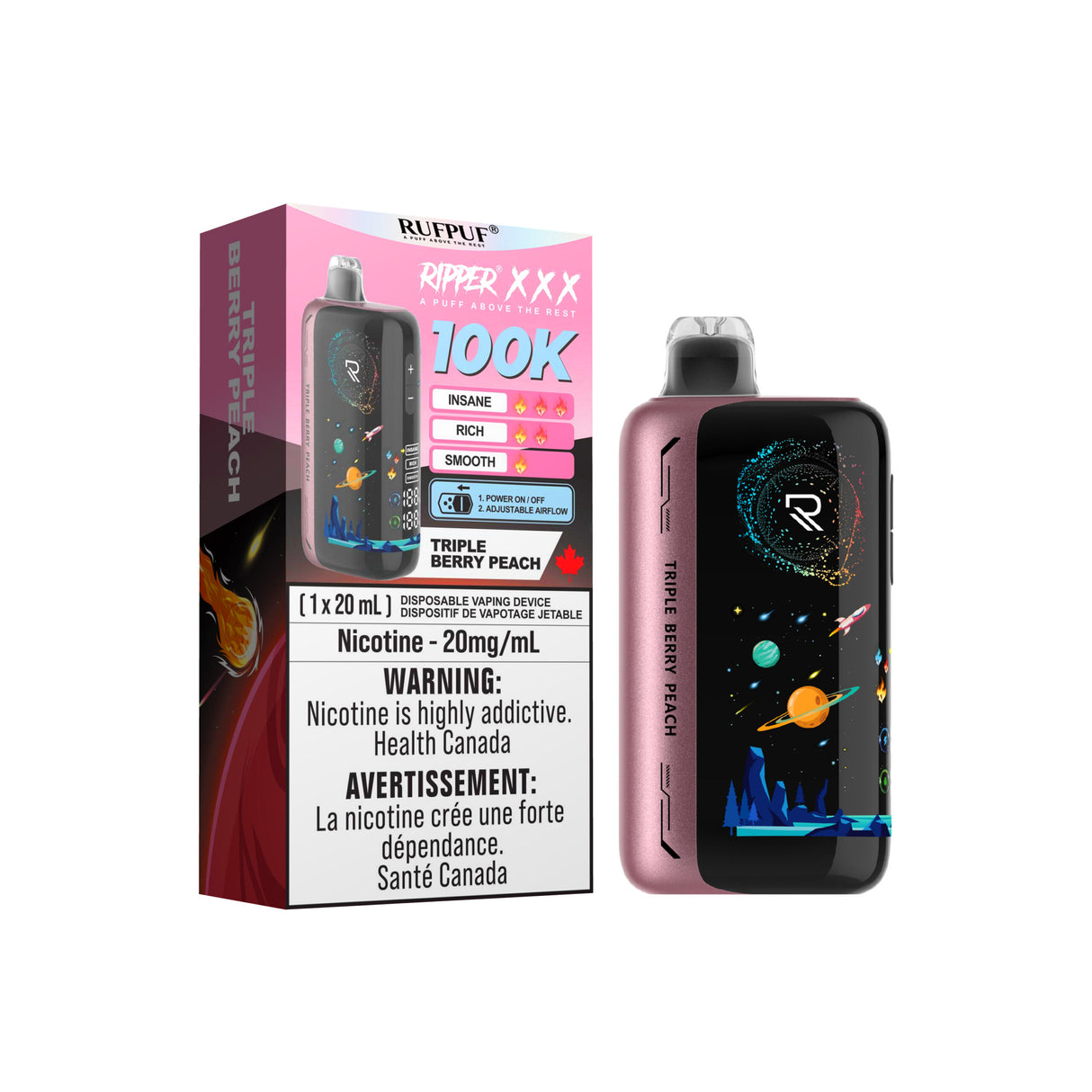 TRIPLE BERRY PEACH  Ripper XXX 100k Disposable Vape