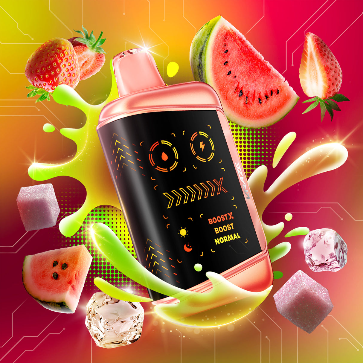Tangy Strawberry Watermelon G Ice - Kraze Mega X Disposable Vape