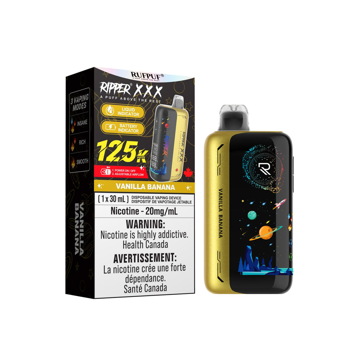 Vanilla Banana 125K Ripper XXX (30ML)  Disposable Vape
