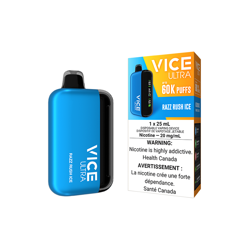 VICE ULTRA Disposable Vape 60K - Razz Rush Ice Flavour - Tangy lemon, bold blue raspberry, and a refreshing icy finish.