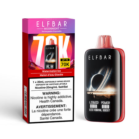 Watermelon Ice – ELF BAR 70K Vape – 70,000 Puffs, 20mL E-liquid, 20mg/mL Nicotine – Juicy Watermelon with Icy Exhale, Rechargeable