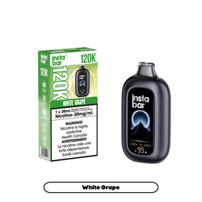  INSTA BAR 120K Disposable Vape White Grape with up to 120,000 puffs and dual mesh coil in Canada

