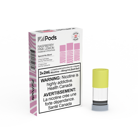 RASPBERRY PINK LEMON - Z PODS ( SPECIAL NIC BLEND) Raspberry Pink Lemon prefilled pods with 400 puffs per pod and layered cotton coils in Canada