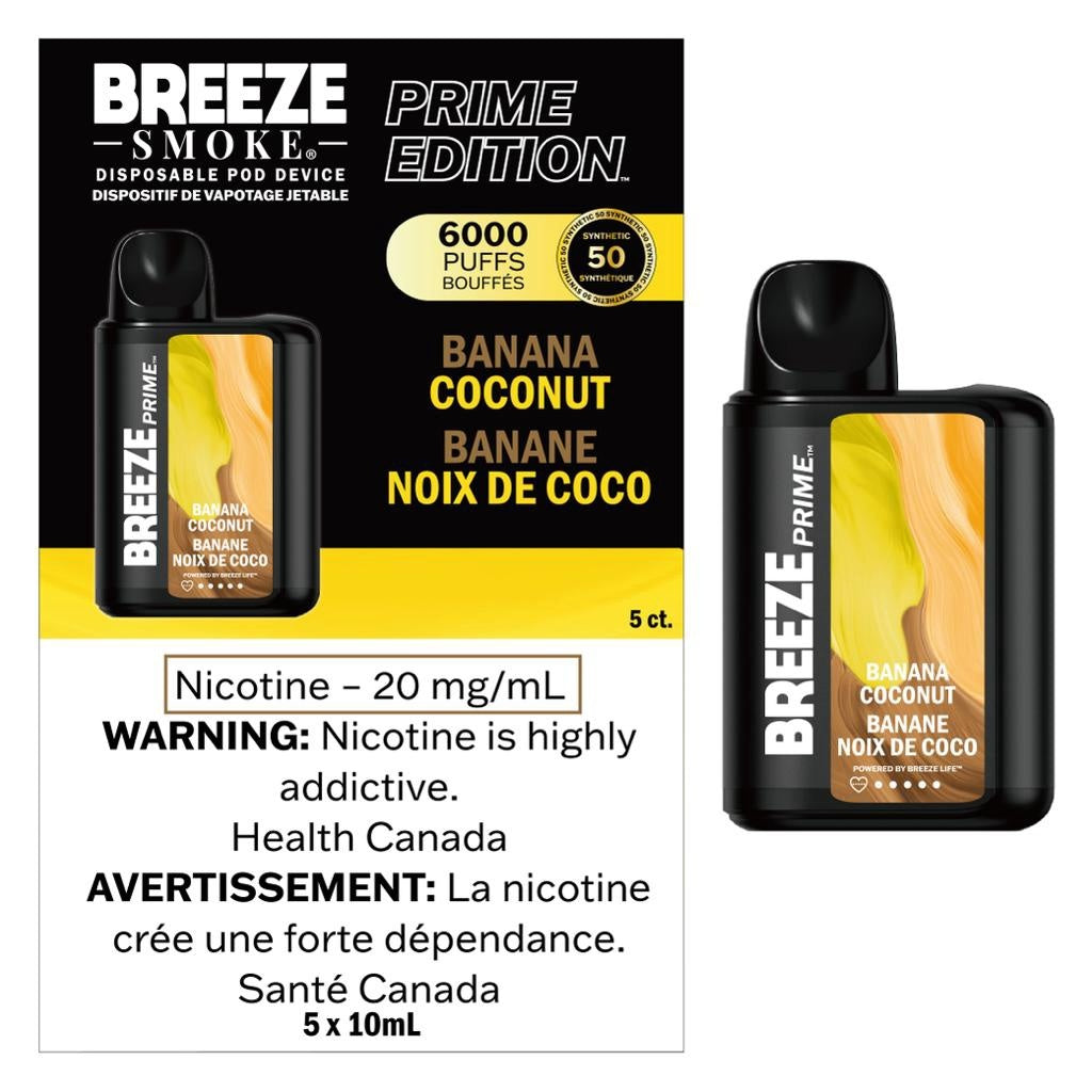 Breeze Prime Disposable Vape 6000 - Banana Coconut