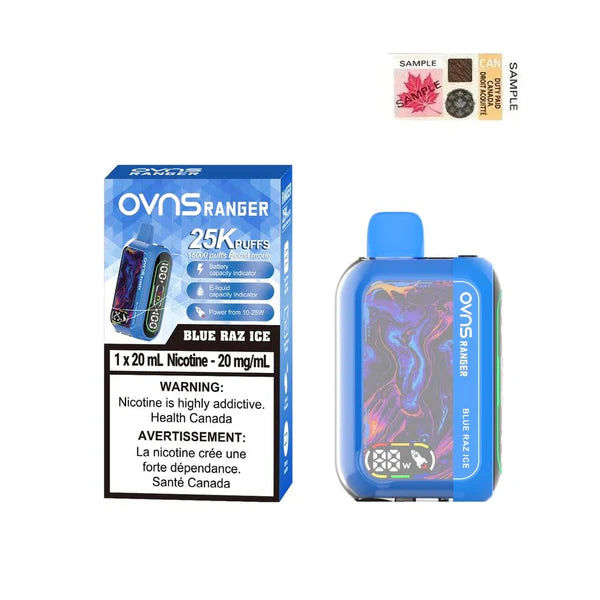Vape jetable OVNS Ranger 25K Puffs - Bleu Raz Ice – Quality Vapes