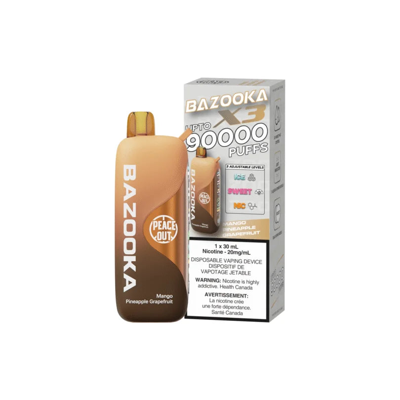 Bazooka Disposable Vape X3 - 90000 Puffs  30ML - Synthetic - Adjustable Nic levels