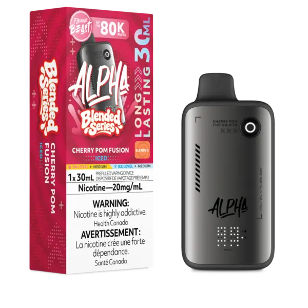 Cherry Pom Fusion Iced Flavour Beast Alpha 80K Disposable Vape with cherry pomegranate flavour