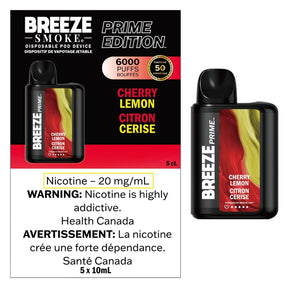 Breeze Prime Disposable Vape 6000 - Cherry Lemon