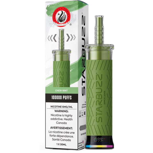 Starbuzz E-Hose 100K Disposable Vape – Chew Mint flavour 6mg 30mL