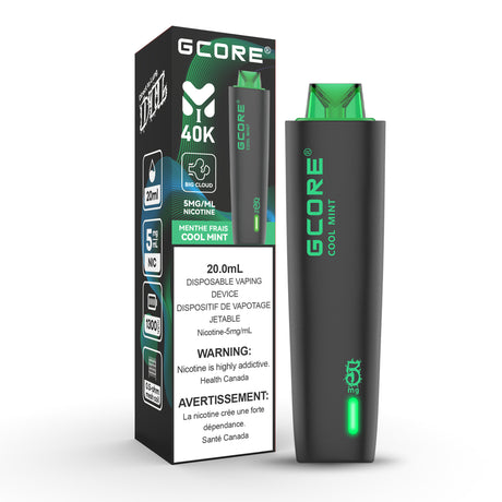 Cool mint - GCORE Hookah Disposable Vaping Device - 40K Puffs - 5mg/ml nicotine - 20ml e-liquid - DTL