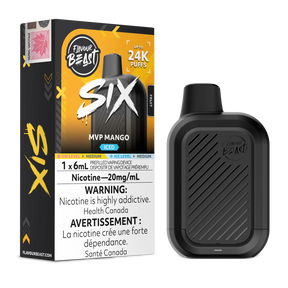 MVP Mango Iced Flavour Beast SIX 24K disposable vape device and original flavour packaging