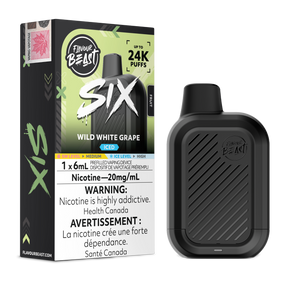 Wild White Grape Iced Flavour Beast SIX 24K disposable vape with flavour box and black device