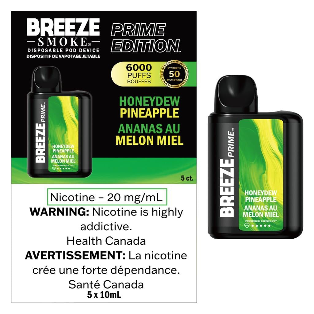 Breeze Prime Disposable Vape 6000 - Honeydew Pineapple