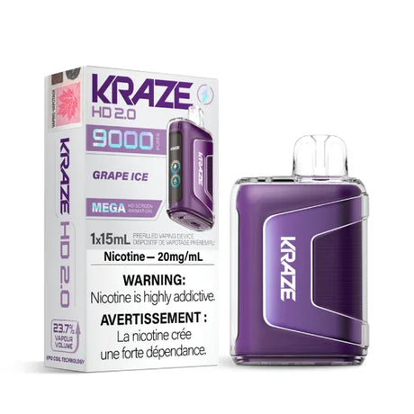 Kraze HD 2.0 9000 Disposable Vape - Grape Ice