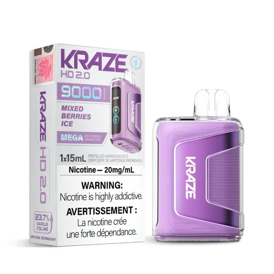 Kraze HD 2.0 9000 Puffs Disposable Vape - Mixed Berries Ice