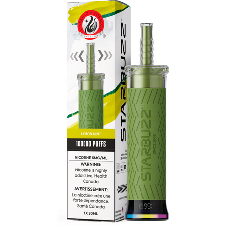 Starbuzz E-Hose 100K Disposable Vape – Lemon Mint flavour 6mg 30mL