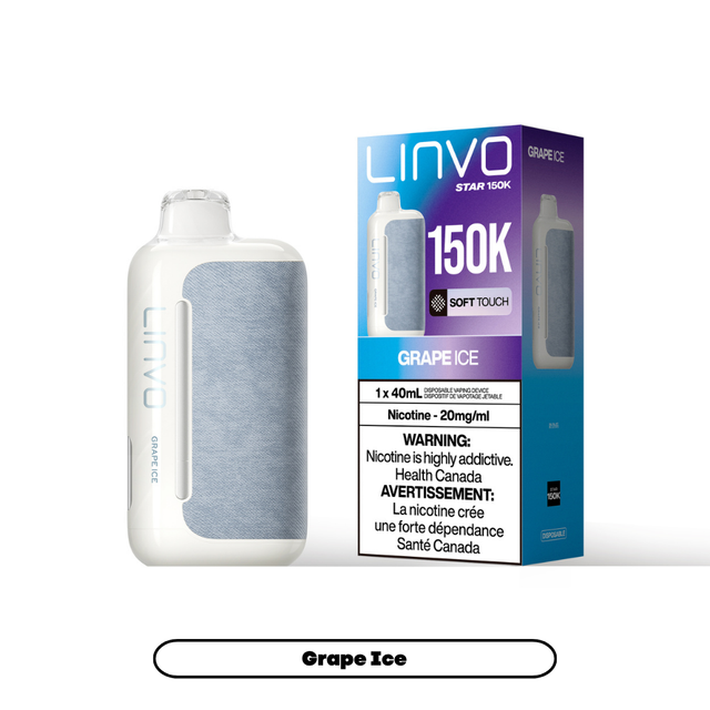 Grape Ice Linvo Star 150K disposable vape device and packaging