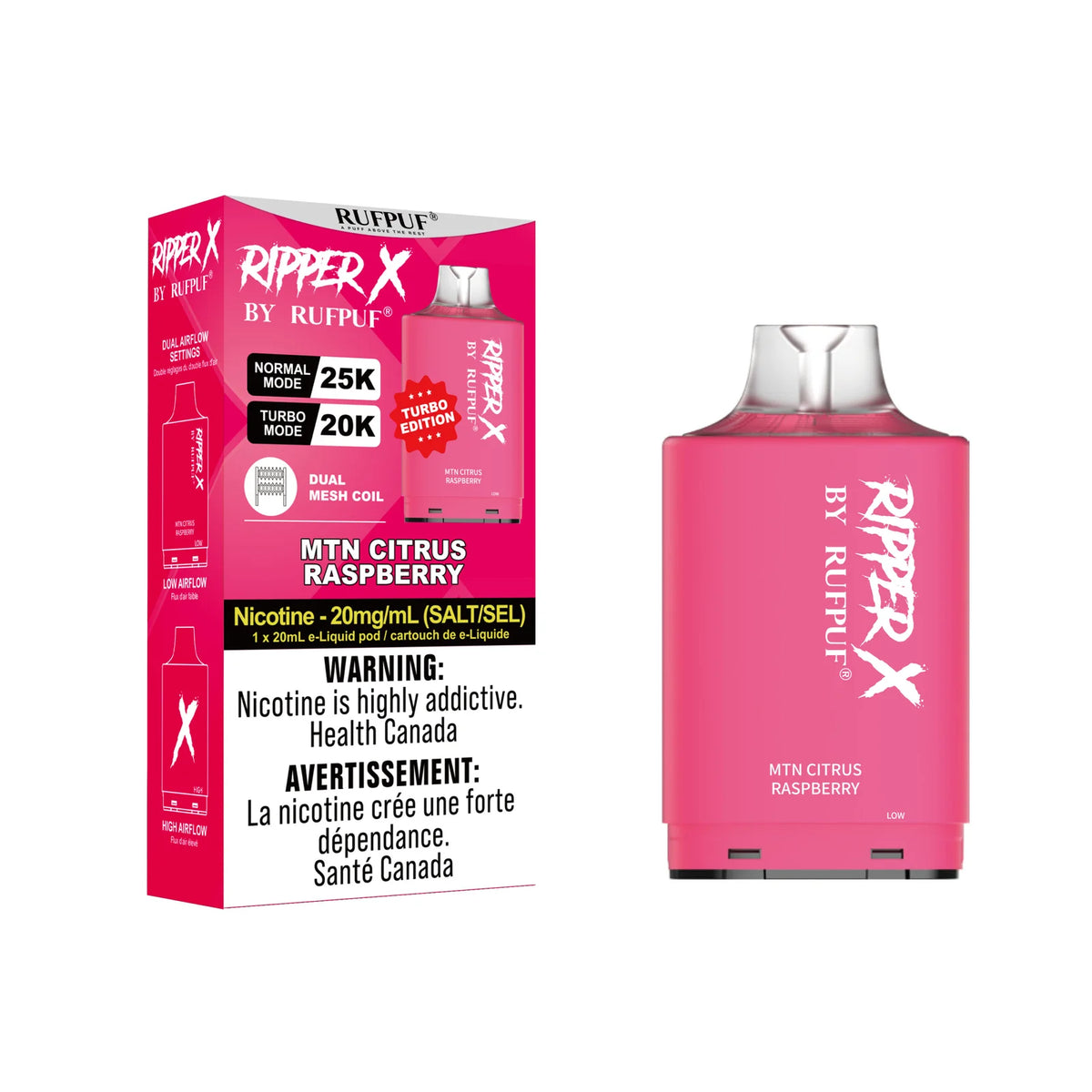 MTN Citrus Raspberry - Ripper X 25k Puffs Turbo Pod – Quality Vapes
