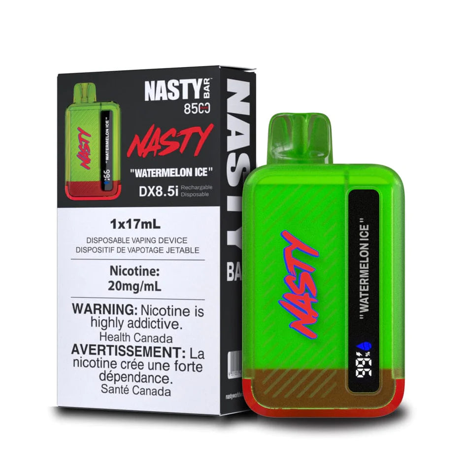 Nasty Vape Disposable Watermelon Ice 8500 Puffs with 17ml e-liquid and 20mg/ml strength