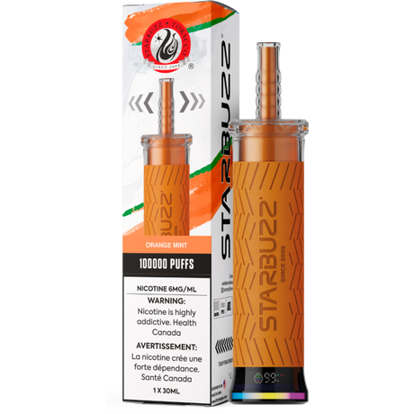Starbuzz E-Hose 100K Disposable Vape – Orange Mint flavour 6mg 30mL
