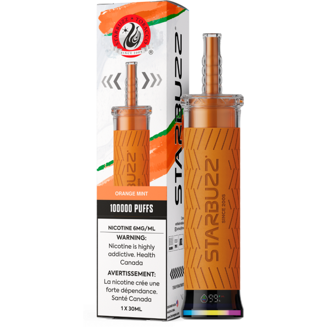 Starbuzz E-Hose 100K Disposable Vape – Orange Mint flavour 6mg 30mL