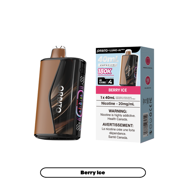 Berry Ice ORBITO LUMO AI Pro+ 180K disposable vape with 40mL packaging