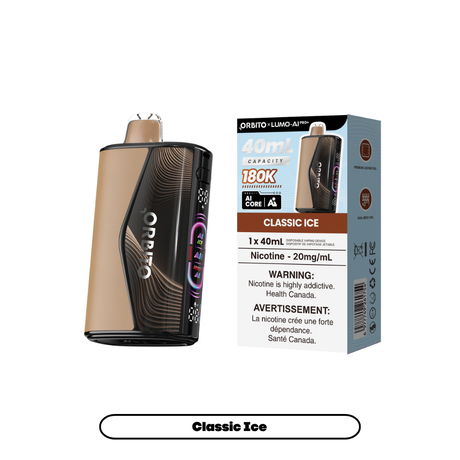 Classic Ice ORBITO LUMO AI Pro+ 180K disposable vape, 40mL, 20mg/mL, Canada