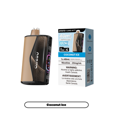 Coconut Ice ORBITO LUMO AI Pro+ 180K disposable vape, 40mL, 20mg/mL, Canada