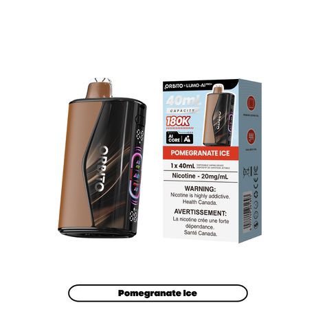 Pomegranate Ice ORBITO LUMO AI Pro+ 180K disposable vape, 40mL, 20mg/mL, Canada