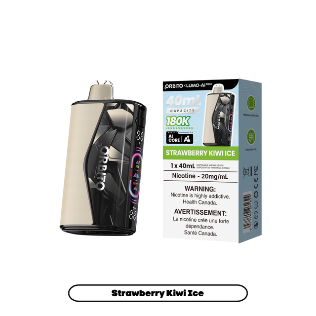 Strawberry Kiwi Ice ORBITO LUMO AI Pro+ 180K disposable vape, 40mL, 20mg/mL, Canada