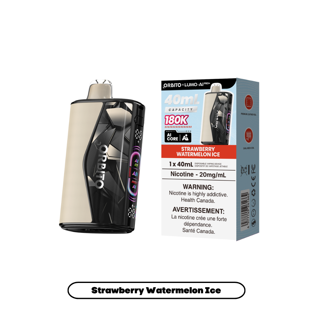 Strawberry Watermelon Ice ORBITO LUMO AI Pro+ 180K disposable vape, 40mL, 20mg/mL, Canada
