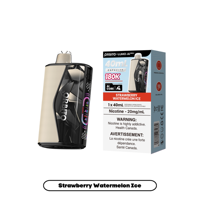 Strawberry Watermelon Ice ORBITO LUMO AI Pro+ 180K disposable vape, 40mL, 20mg/mL, Canada
