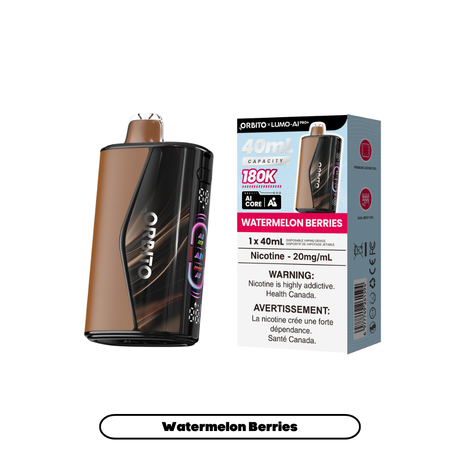 Watermelon Berries ORBITO LUMO AI Pro+ 180K disposable vape, 40mL, 20mg/mL, Canada