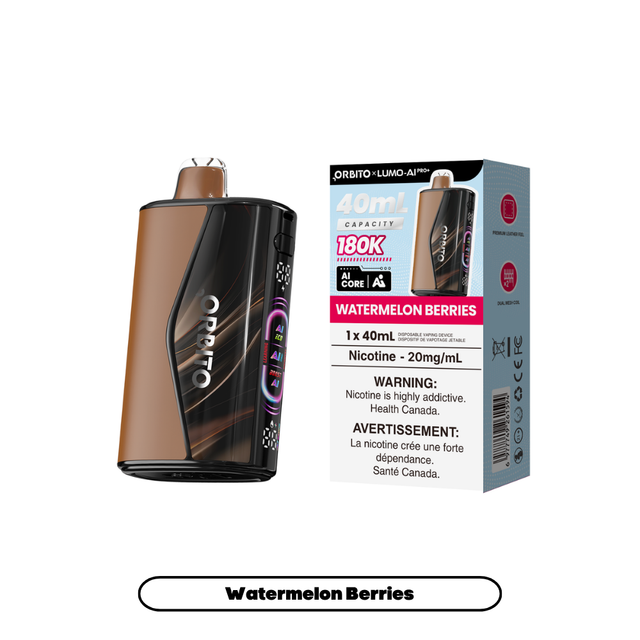Watermelon Berries ORBITO LUMO AI Pro+ 180K disposable vape, 40mL, 20mg/mL, Canada