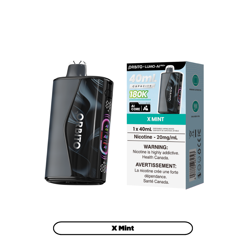 X Mint ORBITO LUMO AI Pro+ 180K disposable vape, 40mL, 20mg/mL, Canada