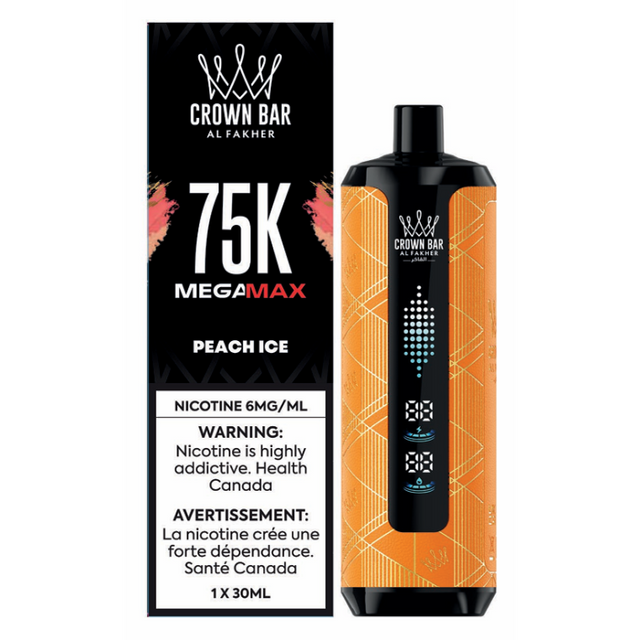 Crown Bar Al Fakher MEGAMAX 75K Peach Ice disposable vape 75,000 puffs