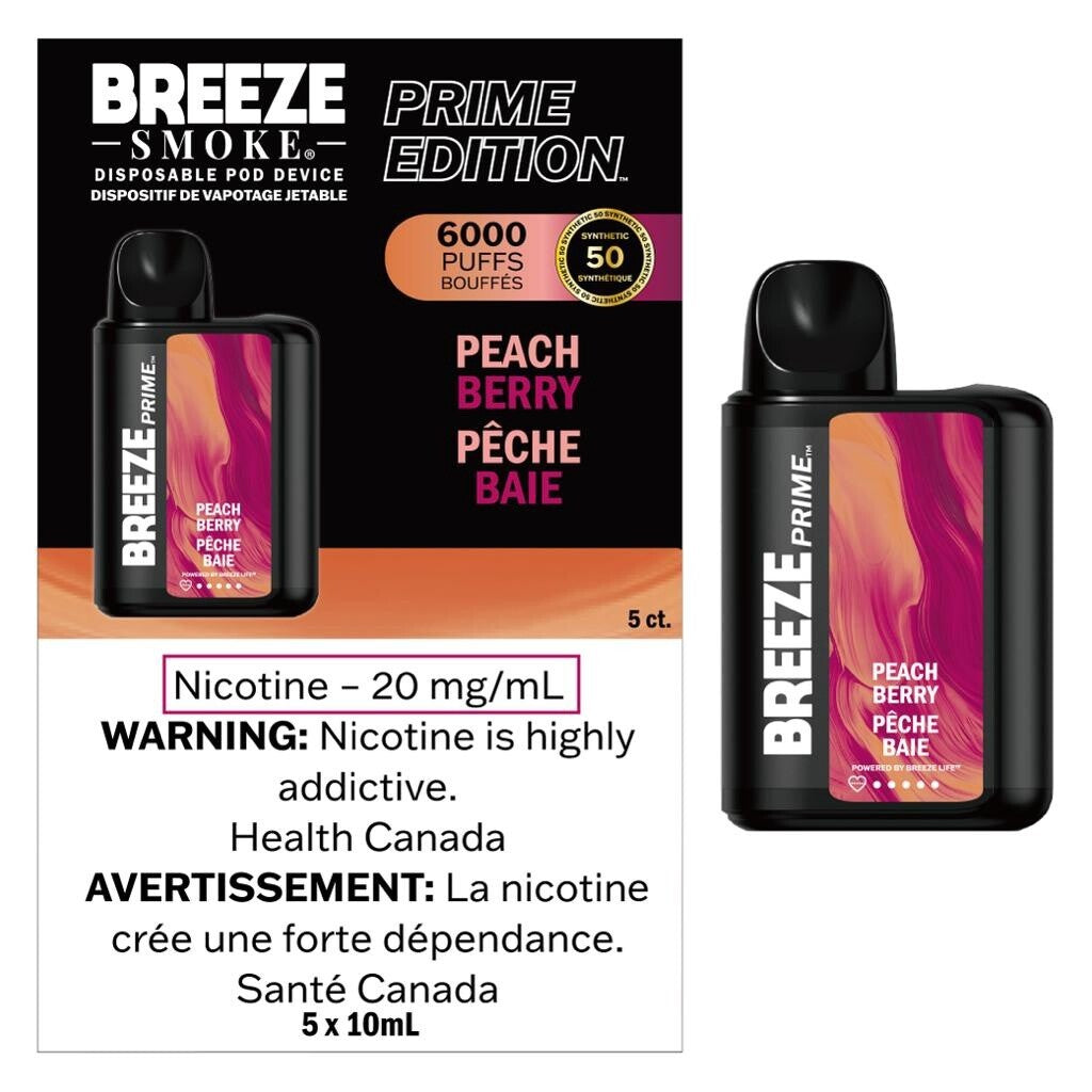 Breeze Prime Disposable Vape 6000 - Peach Berry