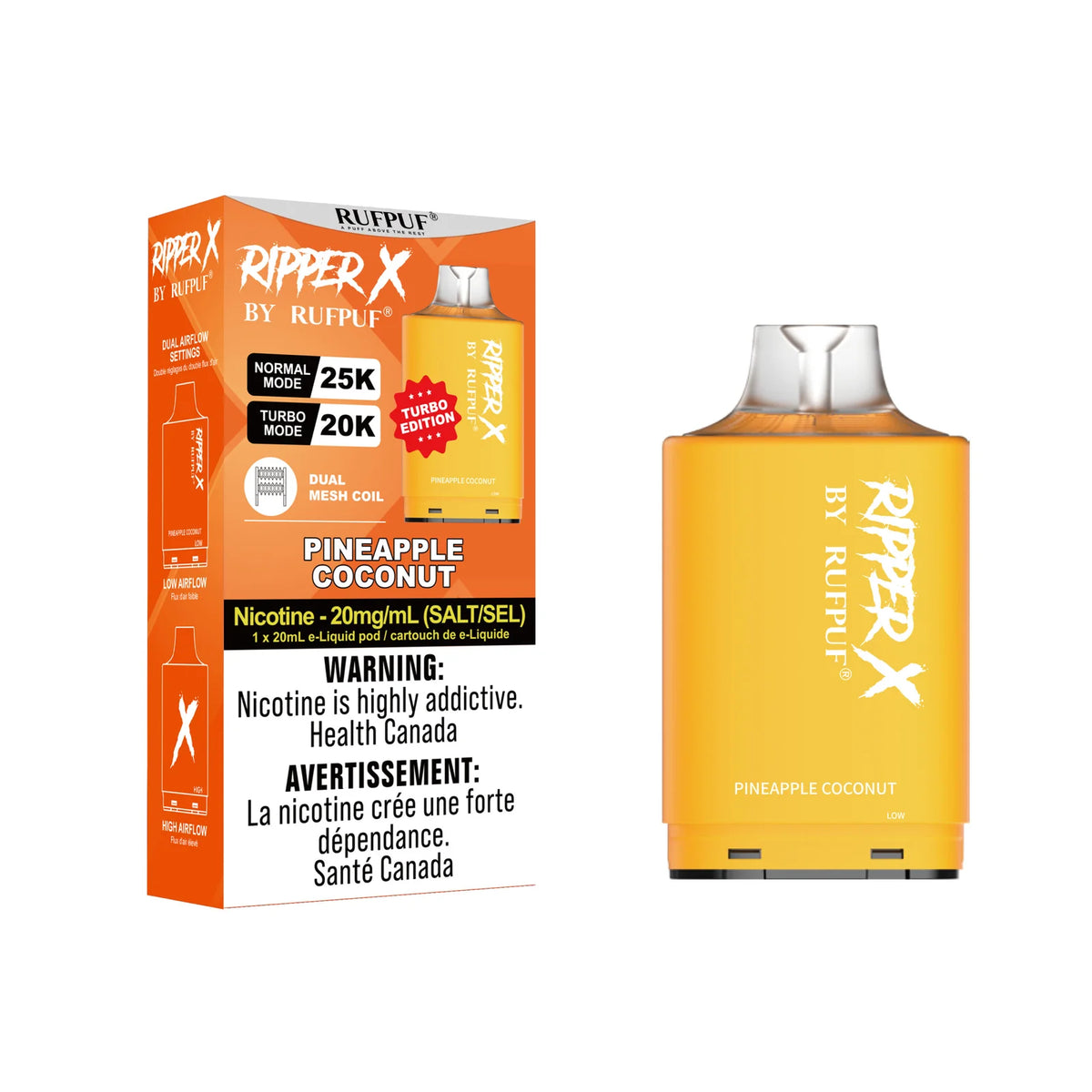 Ripper X Pineapple Coconut - Ripper X 25k Turbo Pod 25,000 Puffs – Quality Vapes