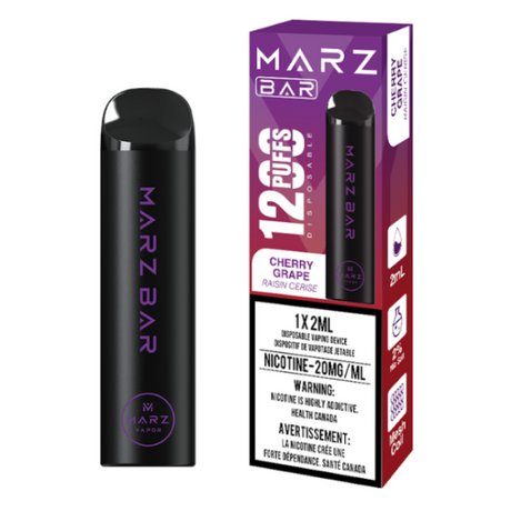 Cherry Grape Marz Bar 1200 Puffs Disposable Vape with a blend of cherries and grapes.