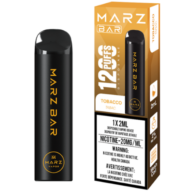 Tobacco Marz Bar 1200 Puffs Disposable Vape with classic tobacco flavor.