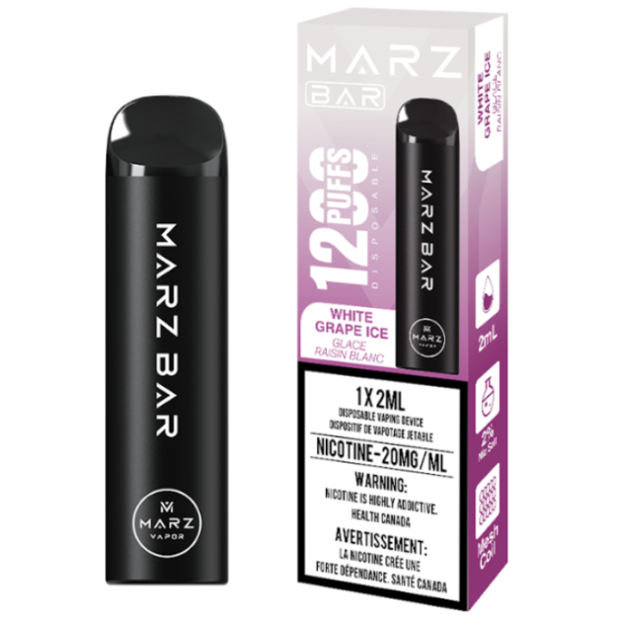 White Grape Ice Marz Bar 1200 Puffs Disposable Vape with sweet white grape and ice flavor.