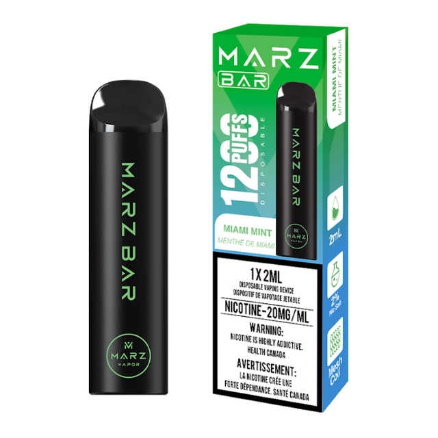 Miami Mint Marz Bar 1200 Puffs Disposable Vape with a tropical and minty flavor.