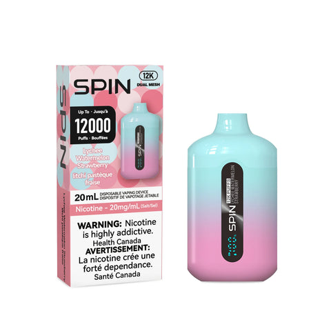 SPIN 12K DISPOSABLE VAPE - LYCHEE WATERMELON STRAWBERRY