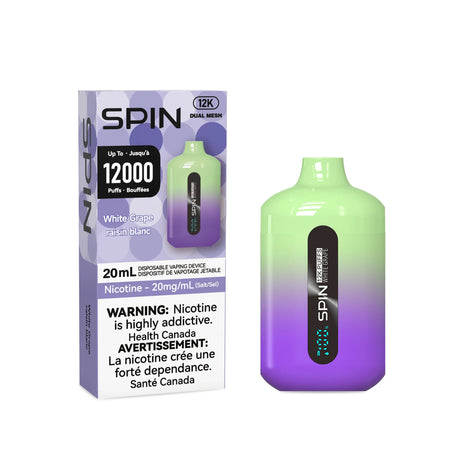 White Grape Flavor - SPIN Vape 12k Disposable Vape 12000 Puffs